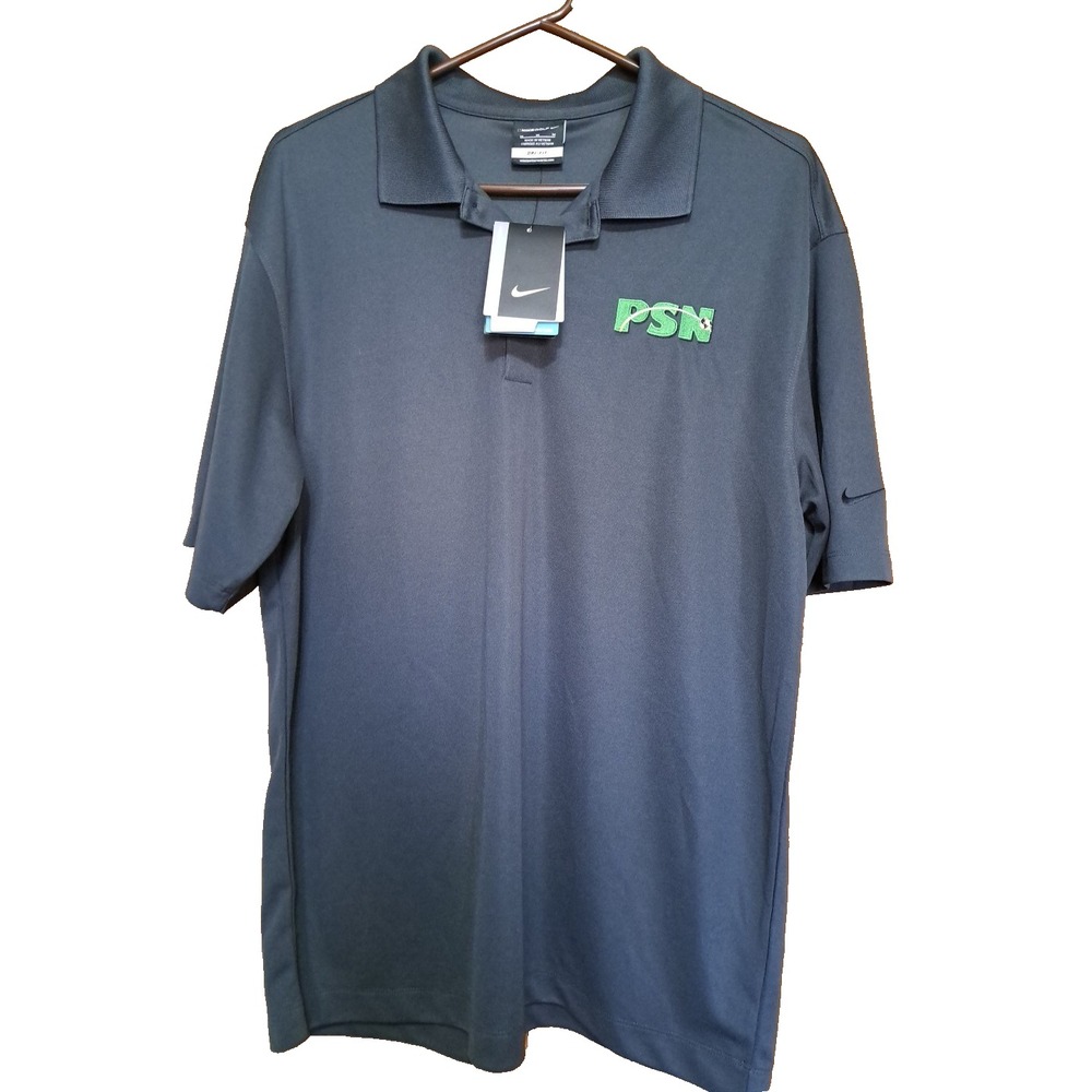 Nike Men's Grey Polyester Short Sleeve Polo Shirt Embroidery "PSN" M